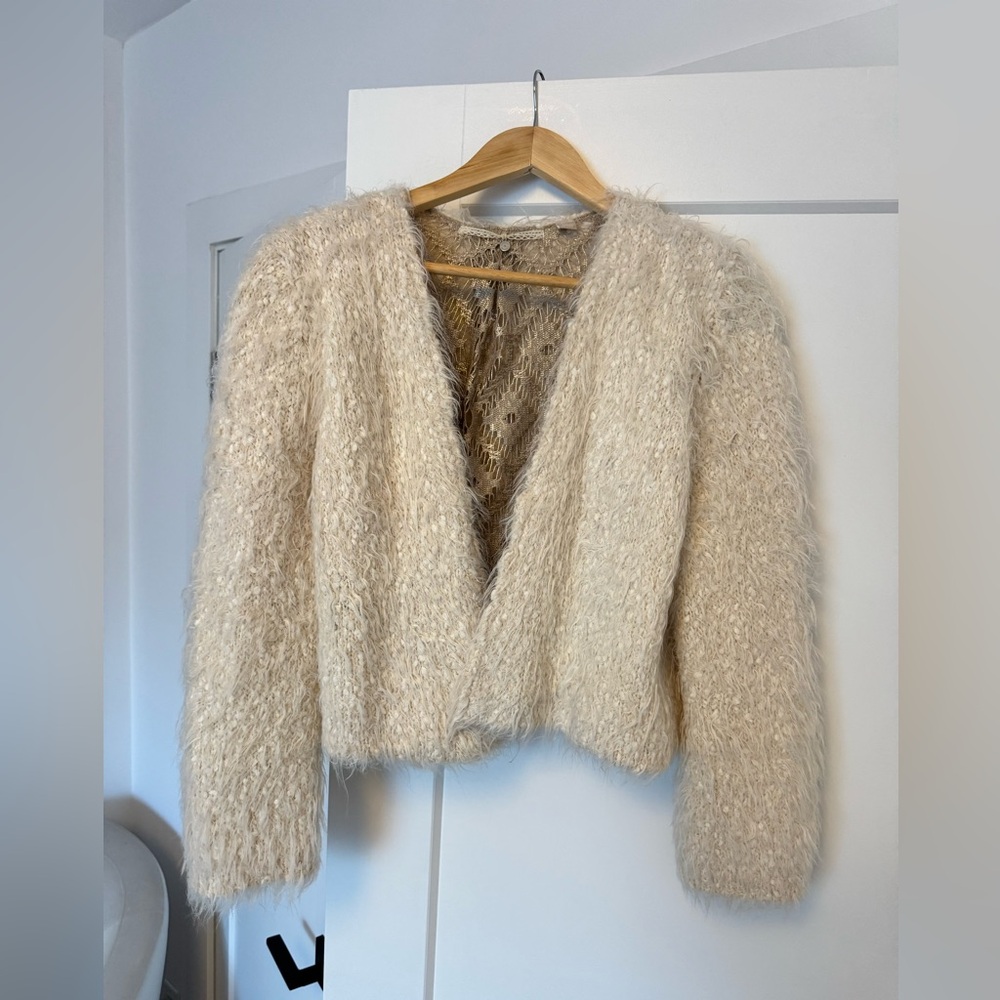 Fuzzy Cream Anthropologie Sweater